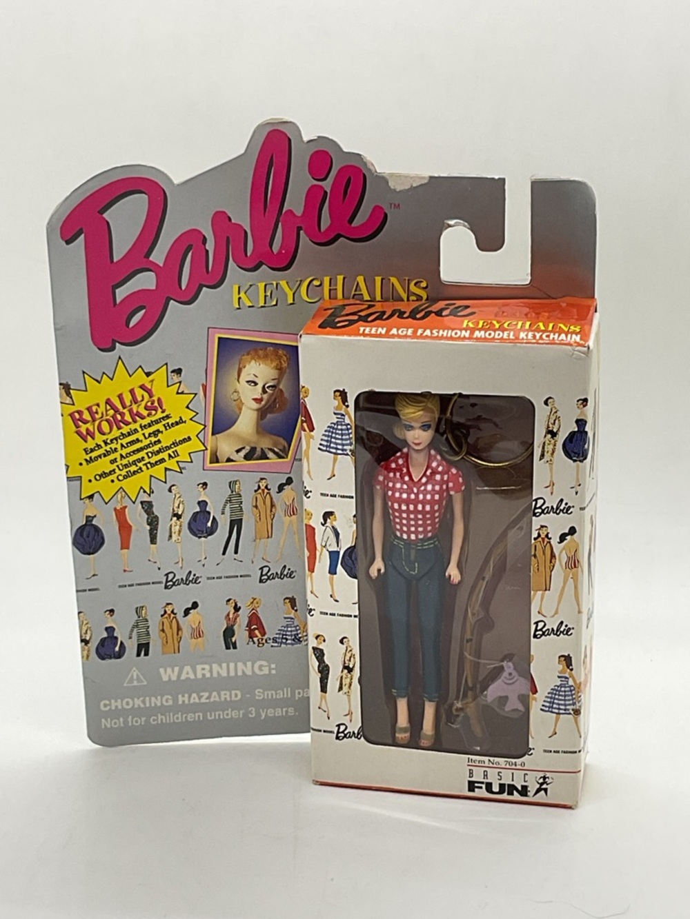 Vintage 1995 Barbie Retro Keychain Doll in Red Polka Dot Top
